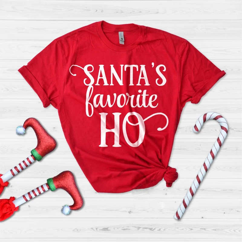 

Santa S Favorite Ho - Funny T-Shirt Christmas Famliy Gift Shirt Graphic Tee Harajuku
