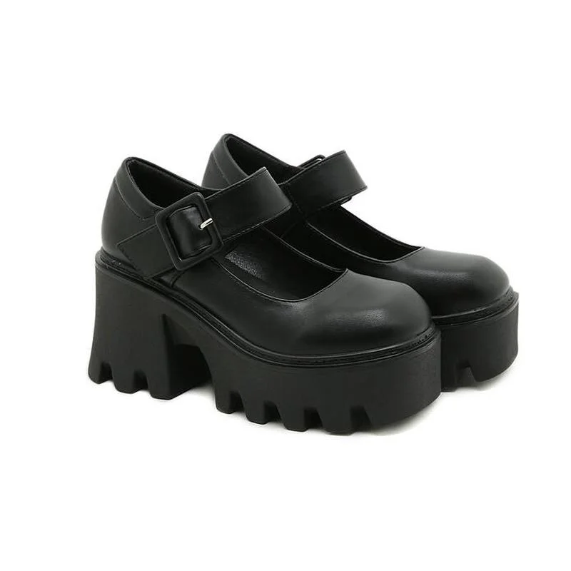 

Fall Shoes Women Platform pumps Ladies Casual Mary Jane shoes Round Head Thick Heel Cross Bandage Designer Platform Shoes YMB778