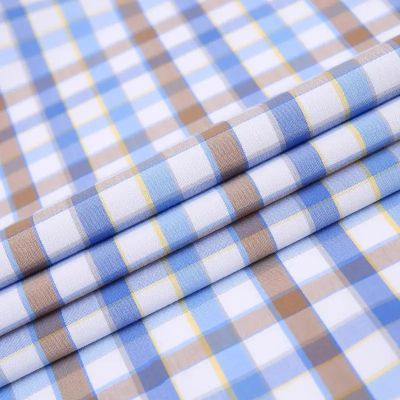 

England Style Plaid Checkered Bamboo Fiber Shirts Pocket-less Design Full Sleeve Casual Standard-fit Button-down Man Shirt