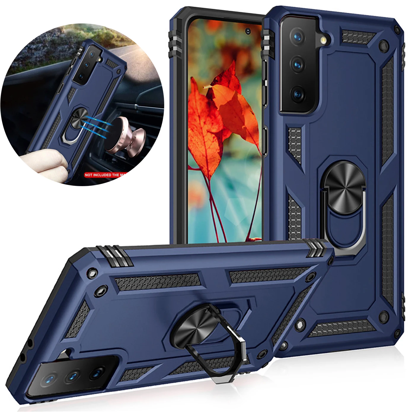 

S21 Ultra Case Shockproof Armor Magentic Ring Holder Cover Case on For Samsung Galaxy S21 Ultra Plus S 21 S20 FE S20FE A52 A72