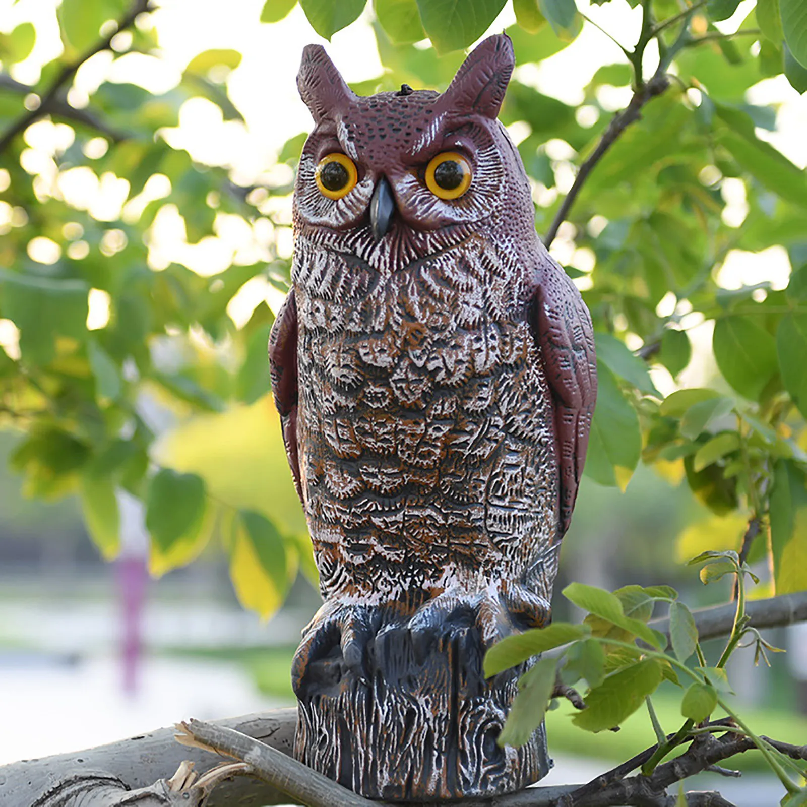 Simulation Solar Power OWL To Scare Birds Scarecrow Fake Horned Owl Decoy Panel Blink Vocal Pest Repellent Ornament Garden Tool