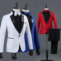 mens 2 piece dress suit one button dinner tuxedo jacket pants men party wedding suits with pants club stage singer clothes