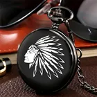 Часы карманные мужскиеженские, черные, с принтом вождя племени