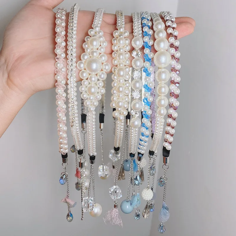 

Retro Pearl Rhinestones Hair Bands Headband With Fake Earrings Hair Hoops Fashion Bezel For Girls Kids Elegant Hair Accessories
