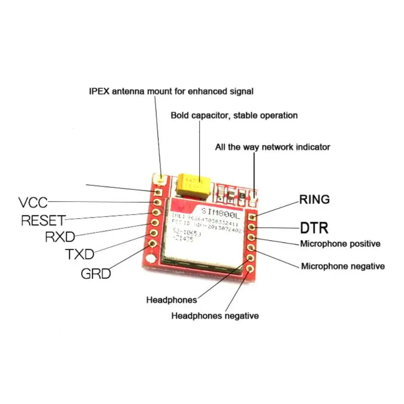 

SIM800L GPRS GSM модуль Micro SIM-карта ядро четырехдиапазонный TTL последовательный порт антенна PCB Беспроводная плата Wi-Fi для смартфона Arduino