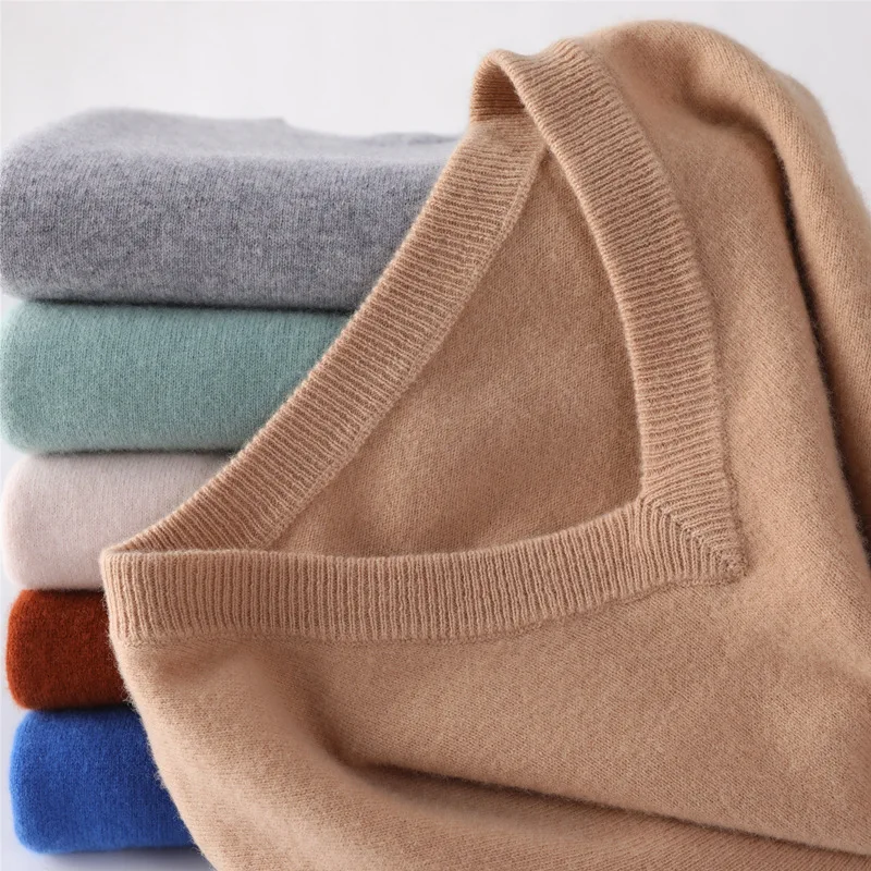 

The new men's V-neck sweater autumn/winter chicken-necked knitwear casual big yard bottom cashmere sweater