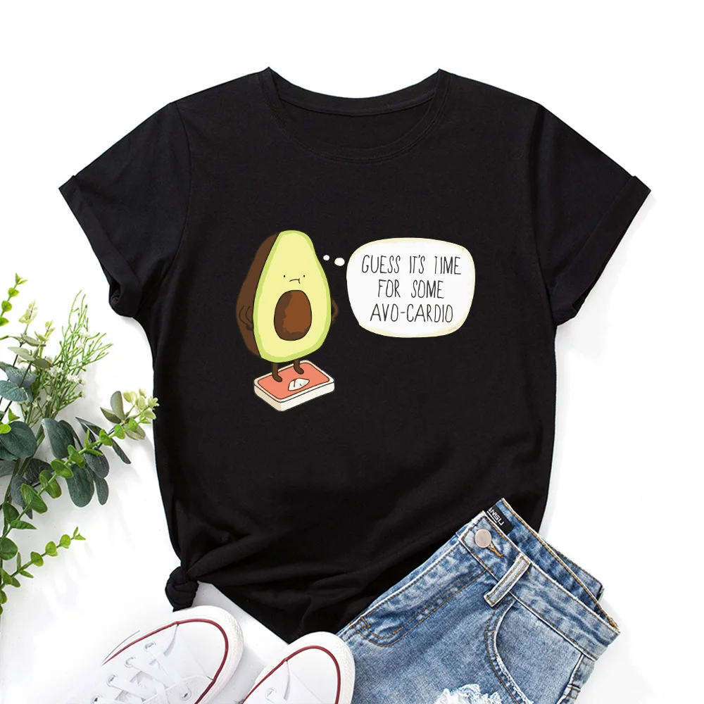 

Women T Shirt Cotton Oversized TShirts Casual Summer Avocado Print Short Sleeve Loose Fashion Female Graphic Tee Shirts Tops