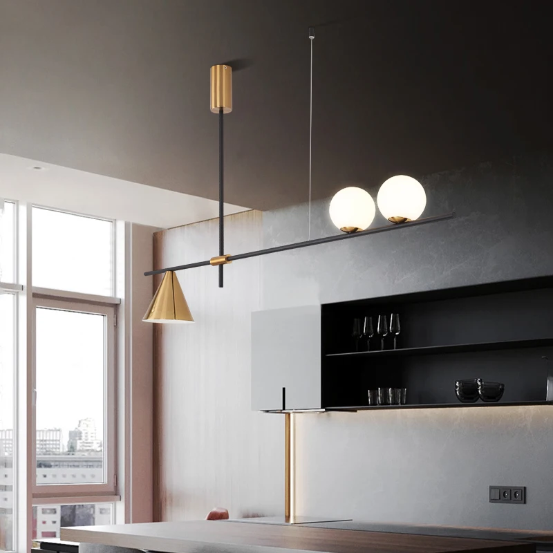 Modern Led Metal Pendant Lights Wrought Iron Glass Round Ball Brass Rod Hanging Lamp For Living Roomcafekitchen Nordic Lighting | Освещение