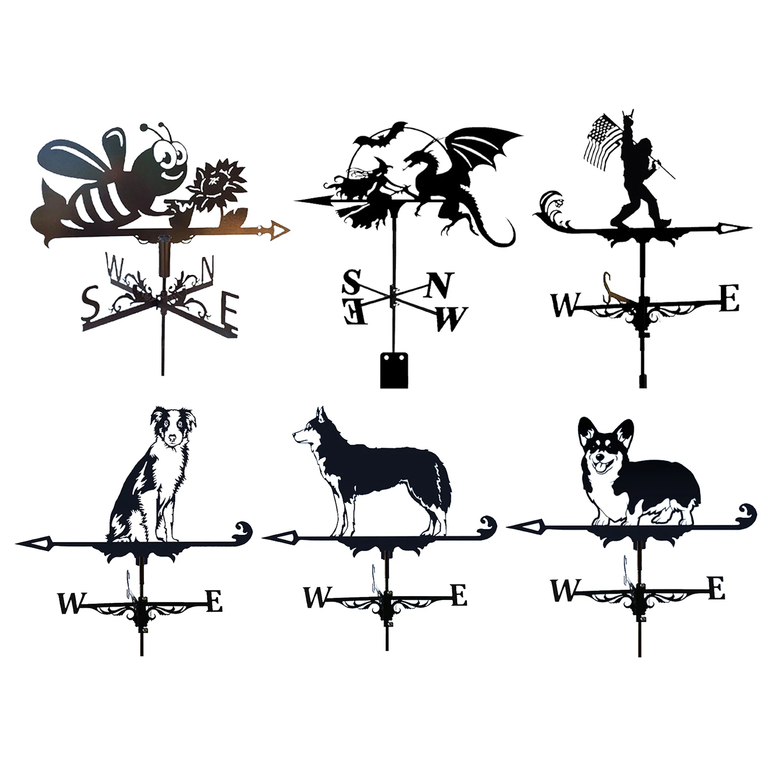 

Antique Weather Vane Professional Wind Direction Indicator Farm Barn Scene Stake Garden Yard Patio Decoration Craft