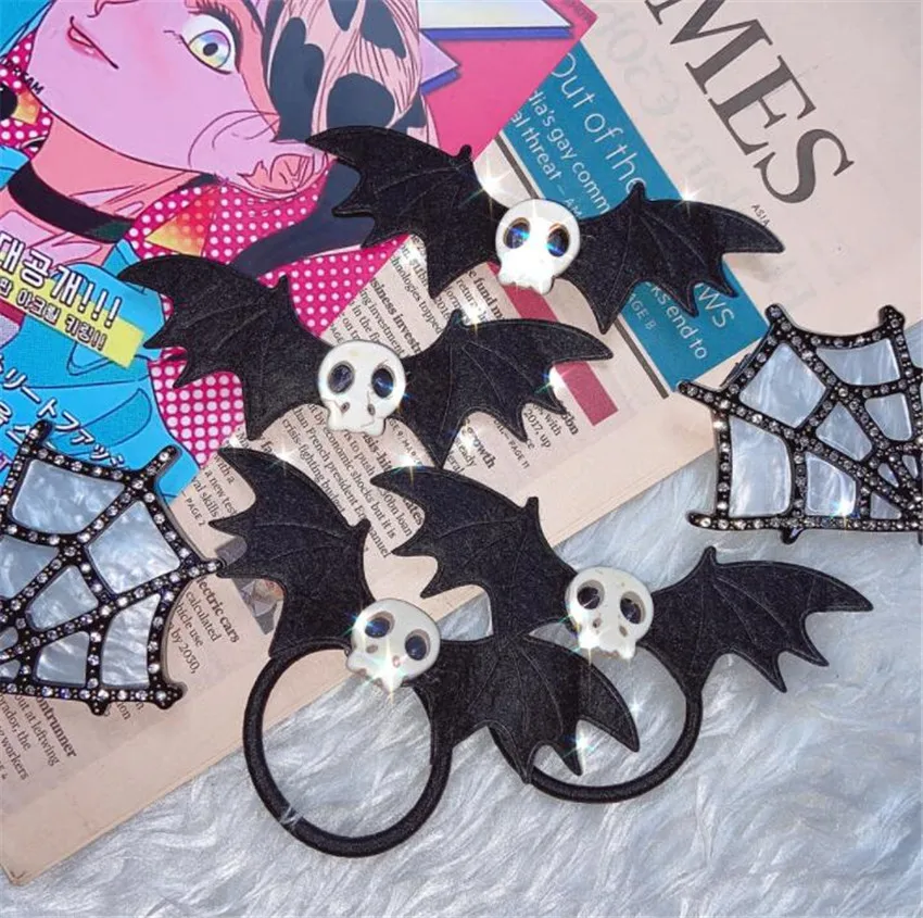 Заколка для волос девочек в готическом стиле Лолиты Хэллоуина черепа летучей