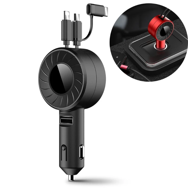 

G99F 3 in 1 Multiple Car Charger Adapter with USB Type-c Port Connectors Compatible with Various Digital Devices