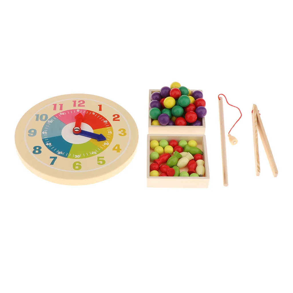Обучающая доска 3 в 1 с красочными бусинами клипсами и часами Детские Игрушки для