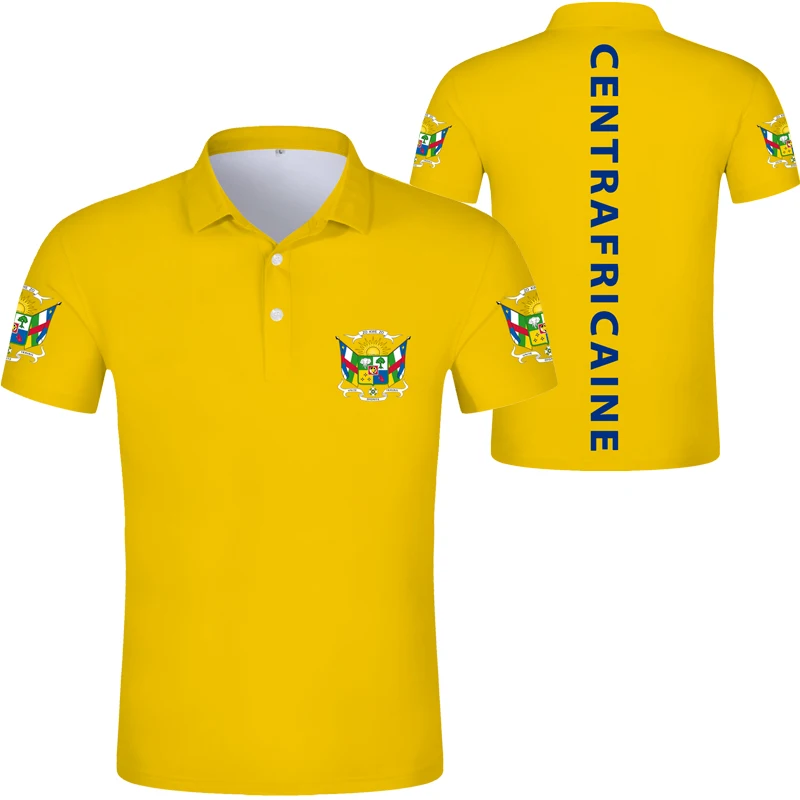 Рубашка поло с Центральноафриканским флагом логотип бесплатно именем на заказ