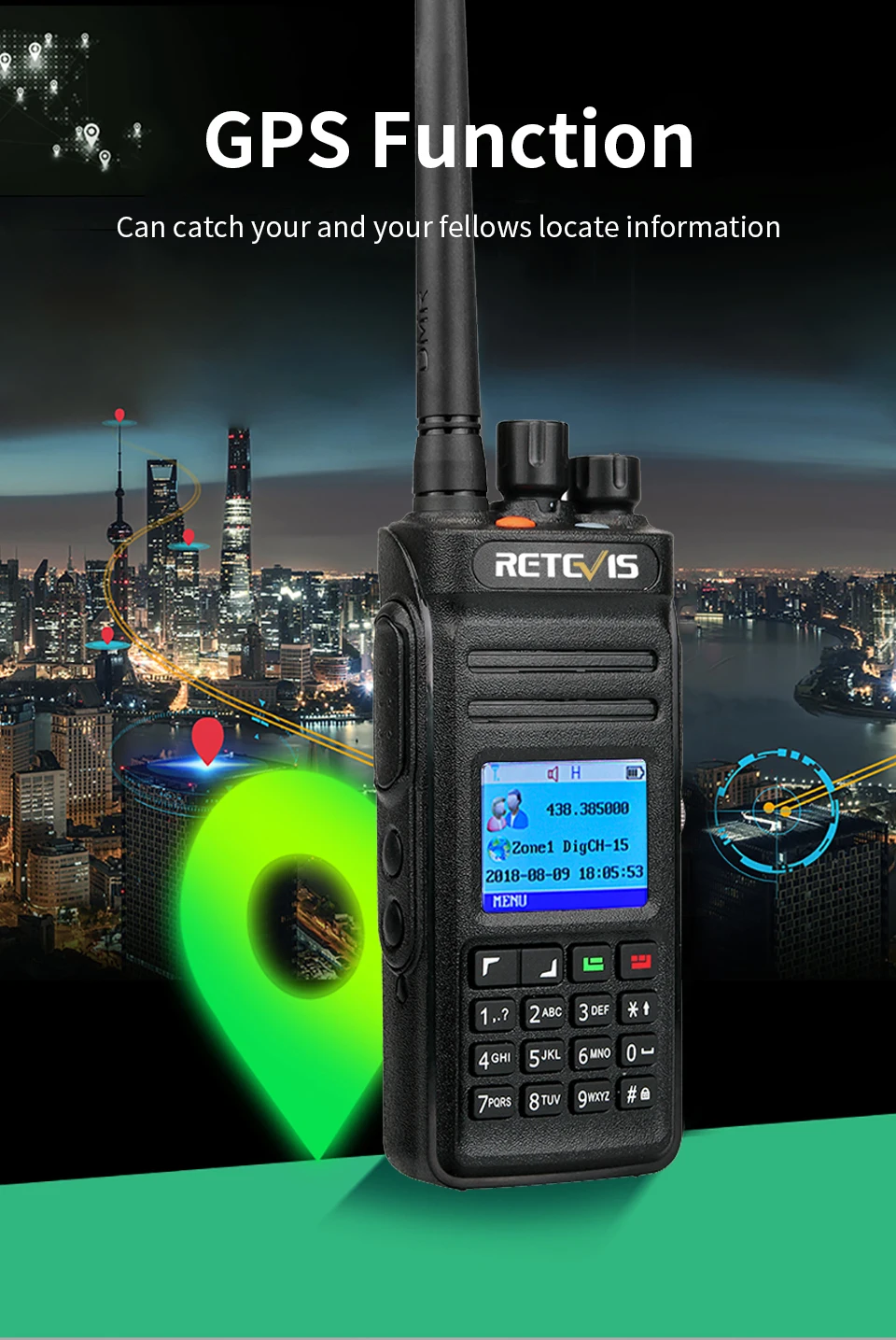1 шт. Retevis RT83 высокомощная рация DMR цифровое радио(gps) IP67 водонепроницаемый UHF 400-470 МГц цифровой/аналоговый двухстороннее радио