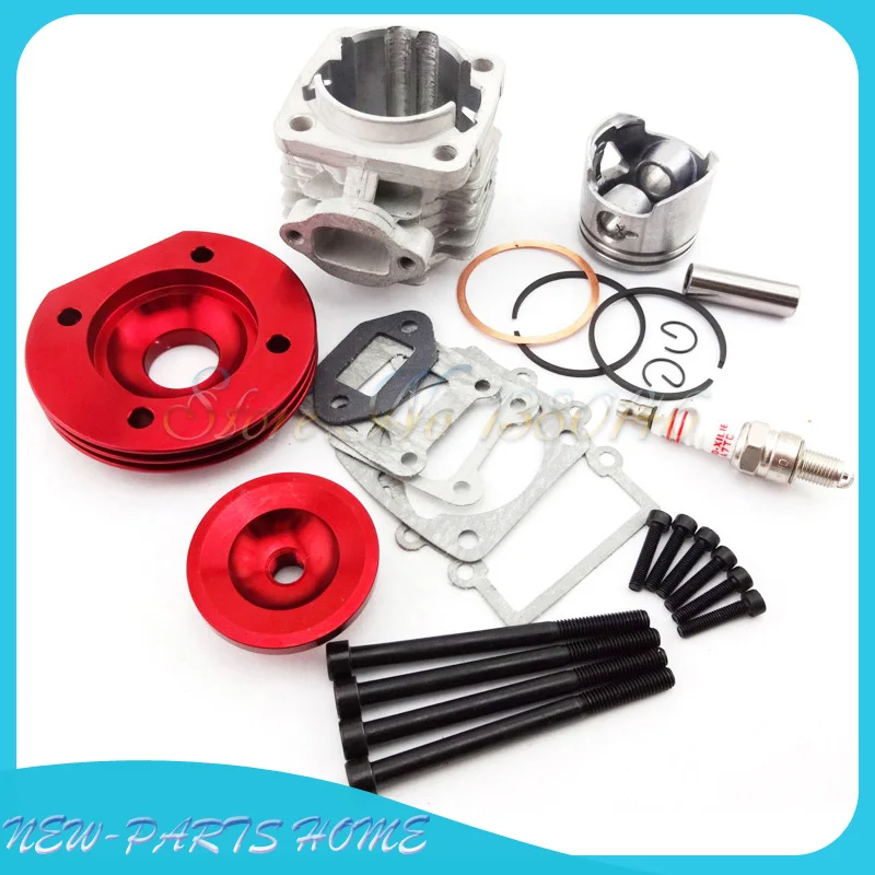 Красный Мини-мотор 44 мм комплект с 2 канавками и большим отверстием для 47cc 49cc