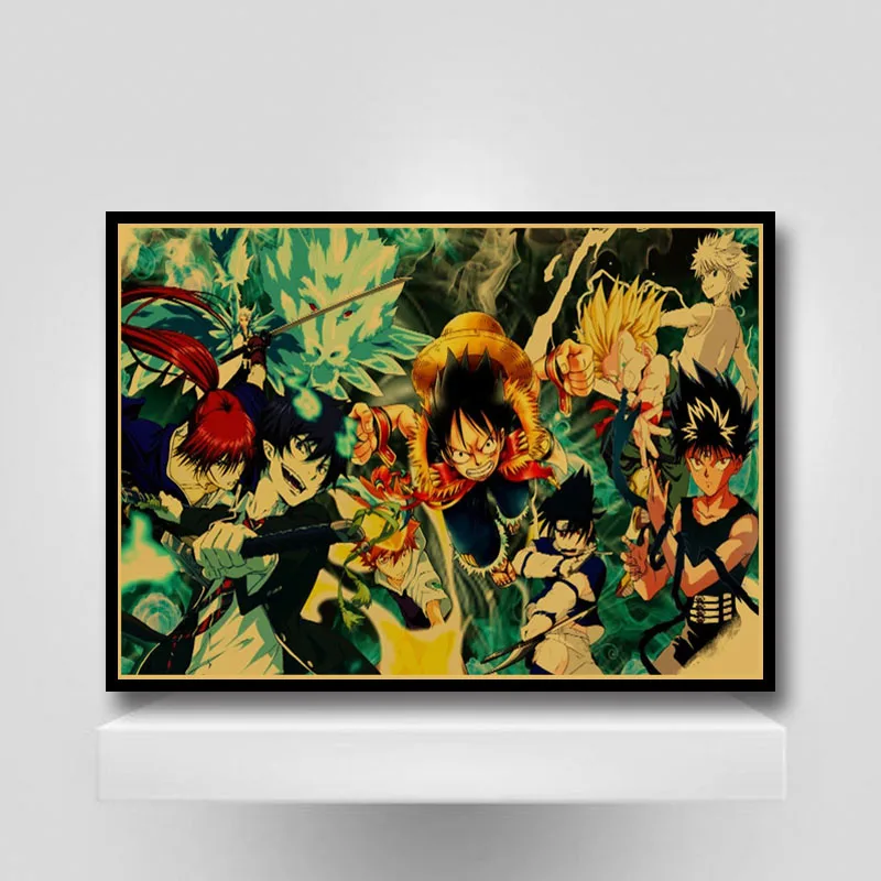 

Japanese Manga Crossover Characters Heroes Poster Aesthetic Living Room Home Bar Wall Art Decor Vintage Anime Posters