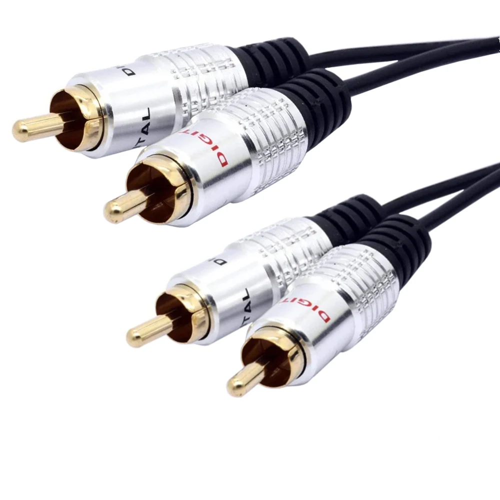 Стерео аудио кабель ERE 2RCA папа к позолоченный для домашнего кинотеатра HDTV