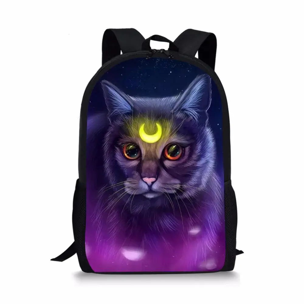 Children's Backpack Cartoon Gothic Cats Prints Pattern School Bag Kids Cute Book Bag Teenager Girls Schoolbags Mochila
