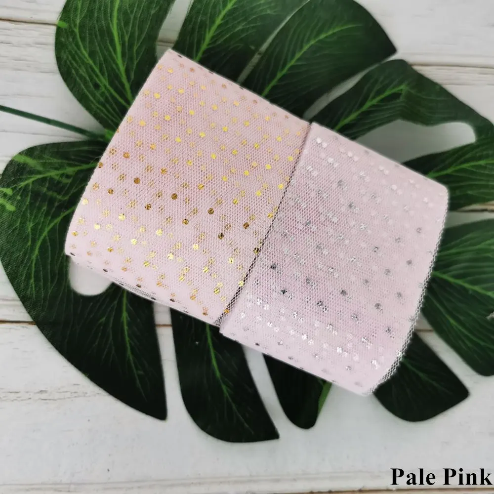 Pale Pink 6 см, 23 м, блестящая Тюлевая лента в горошек золотистого и серебряного цвета, Тюлевая сетка, тканевые полоски, сделай сам, украшение для волос, Poms Journal, вечерние принадлежности - Цвет: Pale Pink