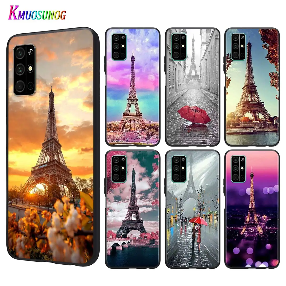 

Silicone Black Cover Paris Eiffel Tower France for Huawei Honor 9A 9C 9S 9X Lite 10 10i 20 V20 20S 30 Pro Lite Phone Case