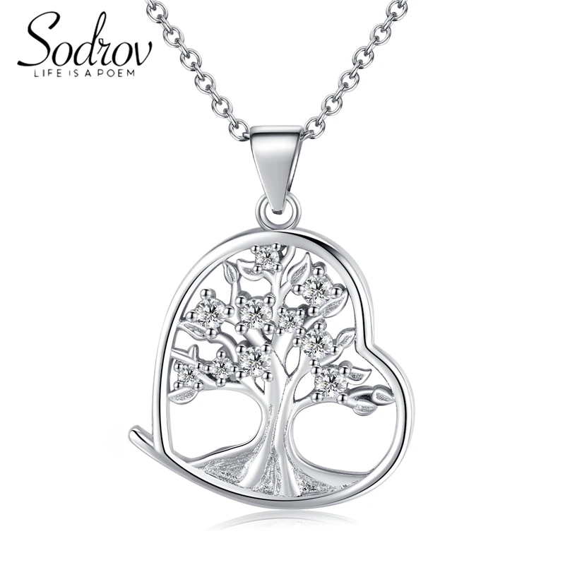

Женское серебряное ожерелье Sodrov, серебро 925 пробы, подвеска в виде сердца, кулон в виде дерева жизни