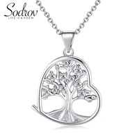 sodrov silver 925 necklace heart tree of life silver pendant necklace for women silver 925 jewelry lucky tree pendant necklace