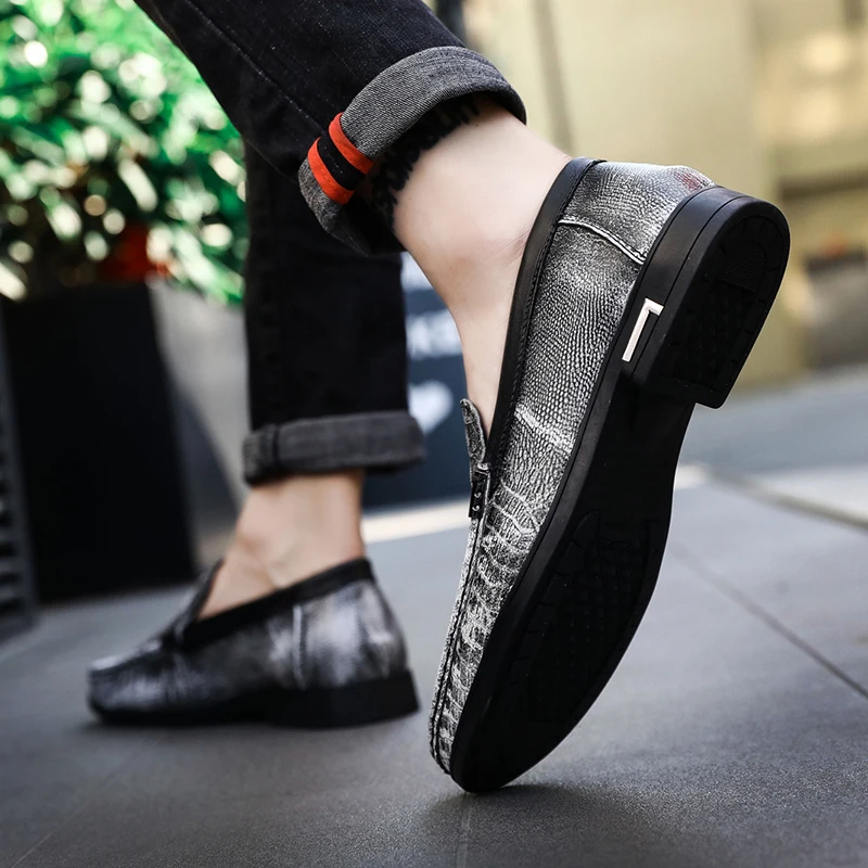 Casual Men Loafers Shoes Handmade Patina genuine Leather Mans Footwear Slip-On Flat shoes moccasins Zapato Hombre 5 | Обувь