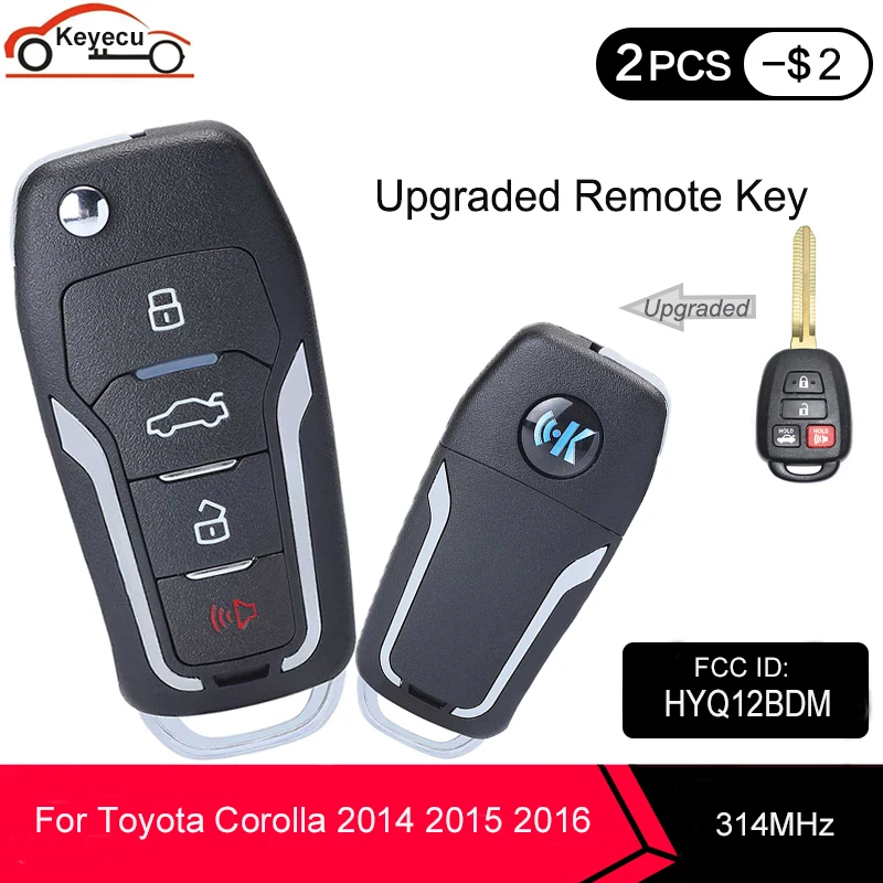 Обновленный флип-модуль Keyecu с 4 кнопками 314 МГц чип H для Toyota Corolla 2014 2015 2016