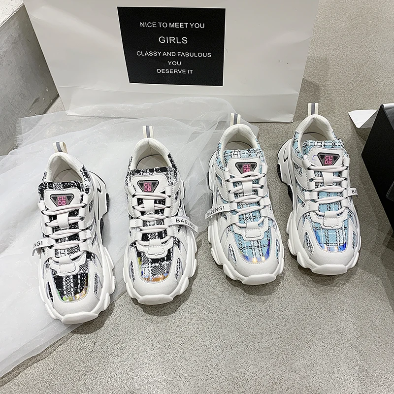 

New Women's Sneakers Autumn Fashion Color Matching Leather Leisure Work Sports Platform Non-slip Vulcanized Safety Shoes Women