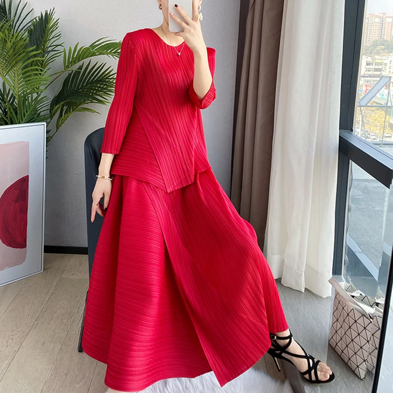 

Fashion Thai Two-piece Skirt 2021 Spring and Summer New Fashion Loose Large Size High-end Solid Color Two-piece Suit