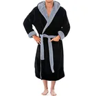 Мужской фланелевый Халат с капюшоном, толстый Повседневный длинный халат-кимоно, теплая домашняя пижама банный халат, пижама, ночная рубашка, Осень-зима