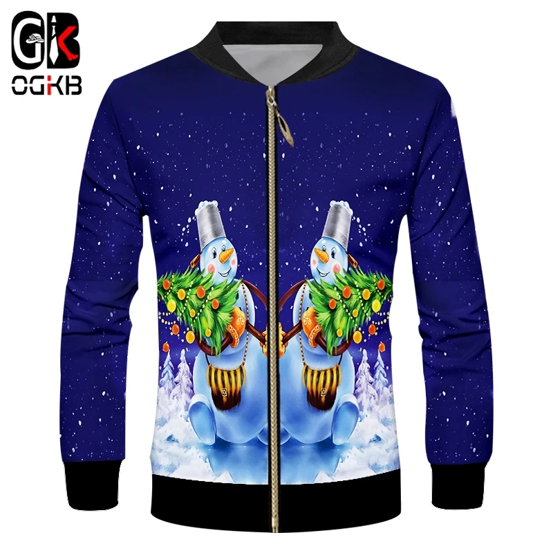 Мужская куртка на молнии с 3D принтом и снеговиком большого размера|Мужские