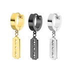 Бритва серьги в виде лезвия из нержавеющей стали золотистый и черный очарование полые серьги для женщин мужчин ювелирные изделия в стиле панк, в стиле хип-хоп длинные висячие серьги