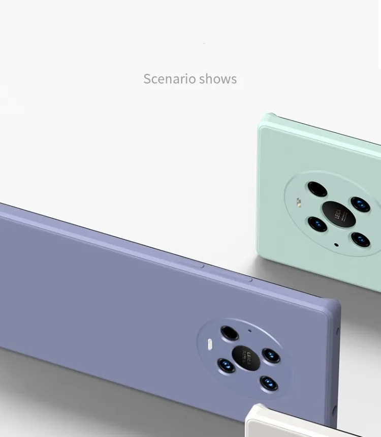 Luxury Square Edge Soft Liquid Silicone Case For Huawei P40 P30 Pro Solid Color Shockproof Cover For Huawei Mate 30 40 Pro Cases