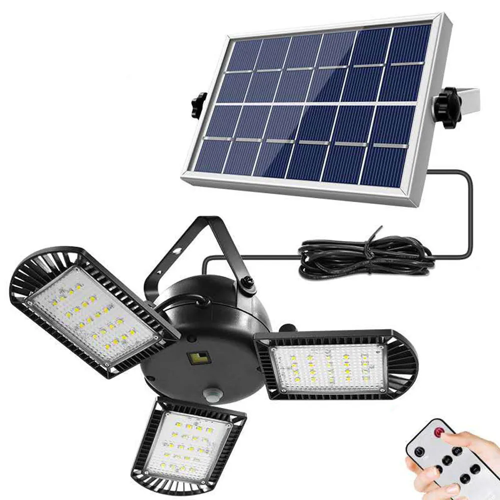 

Solar Lights 60 LED Garage Light Triple Heads Spotlights Waterproof Night Lamp for Indoor Garden Patio Courtyard Garage Camping