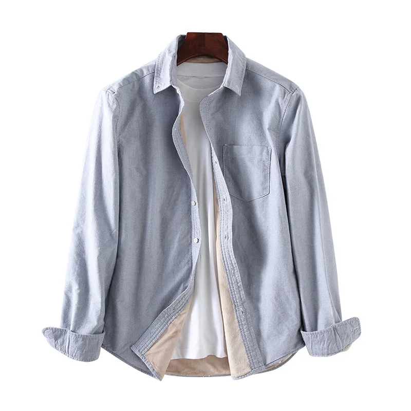 Теплые зимние джинсовые рубашки мужские теплые с подкладкой приталенные удобные