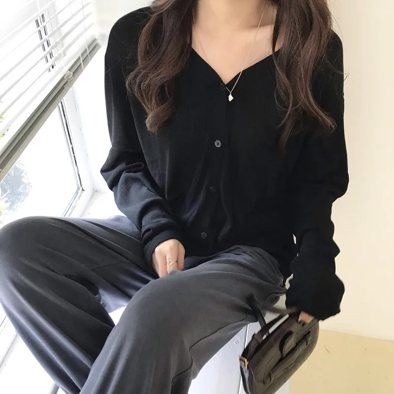 Укороченный кардиган с V-образным вырезом женские летние вязаные кардиганы