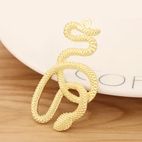 5 pieces gold tone snake cobra animal charms pendants for necklace diy jewellery making accessories 54x27mm