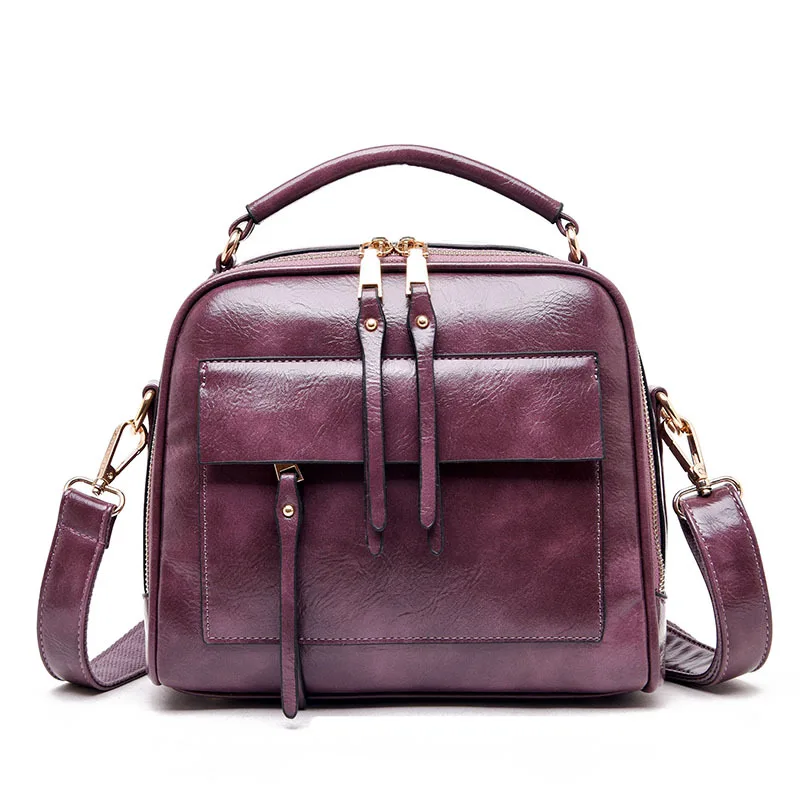 Solid Purple FLYONE сумка женская сумки женские натуральная кожа модные роскошные сумки из натуральной кожи женские сумки дизайнерские винтажные женские сумки через плечо для женщин кошелек - Цвет: Solid Purple