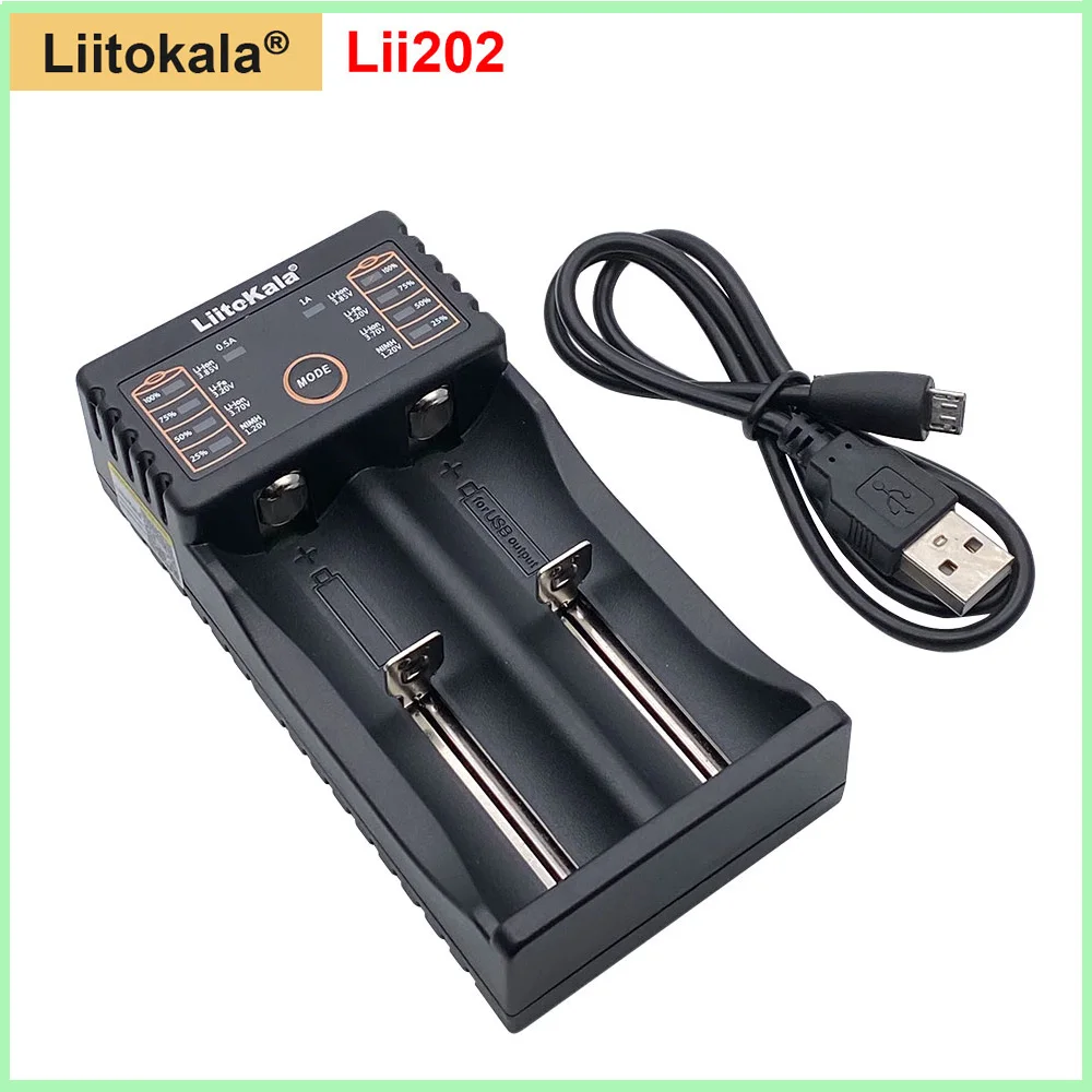 

Original Liitokala Lii-202 3.7V/1.2V AA/AAA 18650/26650/16340/14500/10440/18500 NiMH li-ion battery Charger 5V 2A EU Plug