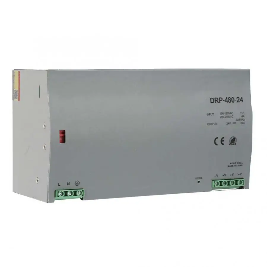 DRP 480 24 din рейка Один выход импульсный источник питания Вт В/20A AC/DC