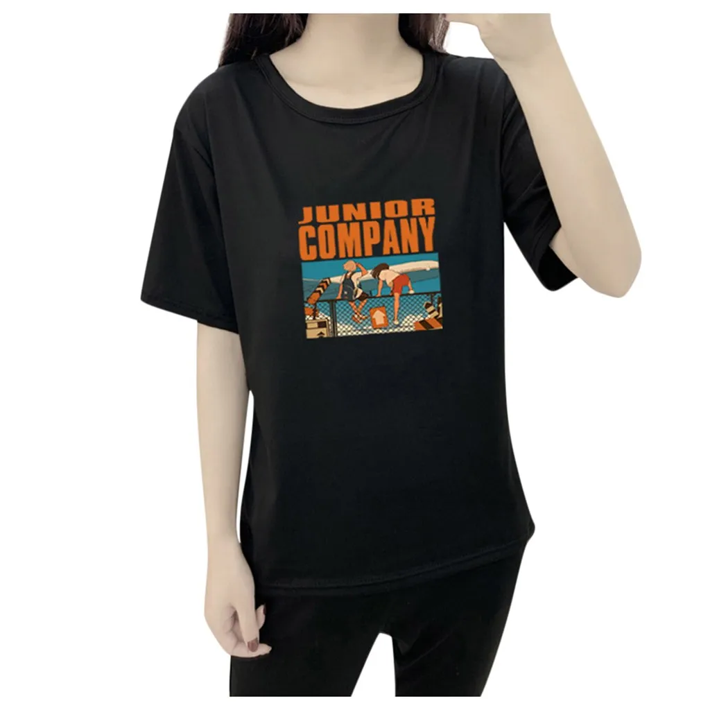 Футболка для женщин персонажа Однотонная одежда о-образный вырез короткий рукав