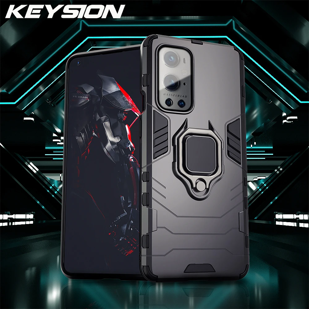 KEYSION Shockproof Armor Case For Oneplus 9 9 Pro 8 Pro 8T 7T 6T 7 Pro Ring Stand Phone Cover for Oneplus Nord N10 5G N100