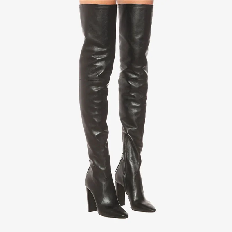 

Black Over Knee Boots 2021 Autumn New Over Knee Lace Up Thin Leg Thigh Boots Women's Boots Large Thick Heels High Heels European