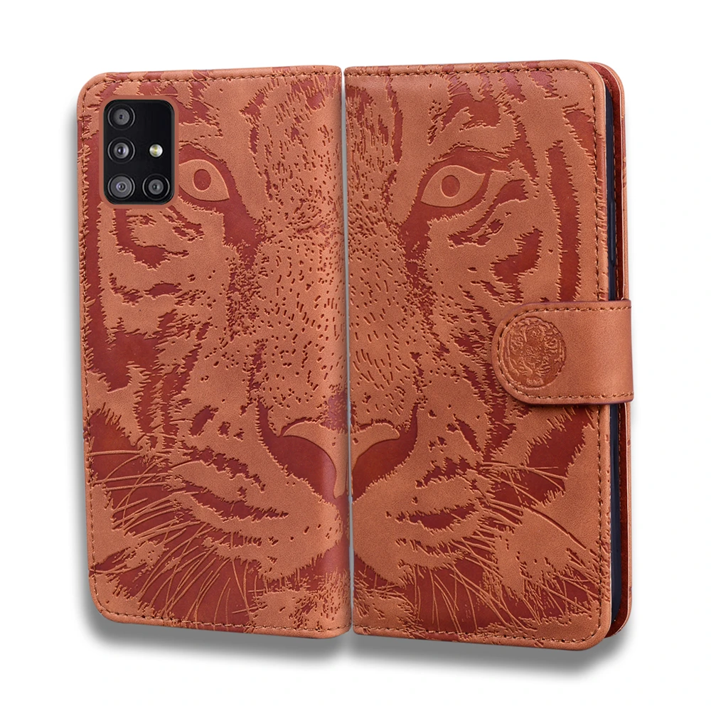 

Tiger Wallet Leather Case For Samsung Galaxy A01 A11 A21 S A31 A41 A51 A71 A81 A91 M11 M21 M31 M30S Cover Luxury Flip Cases