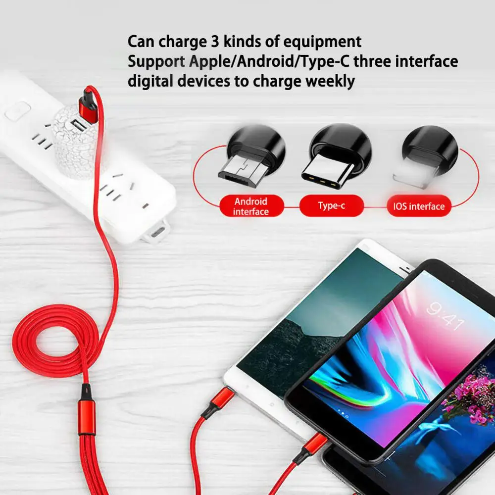 Для Apple usb кабель для зарядки Универсальный 3 в 1 Многофункциональное зарядное
