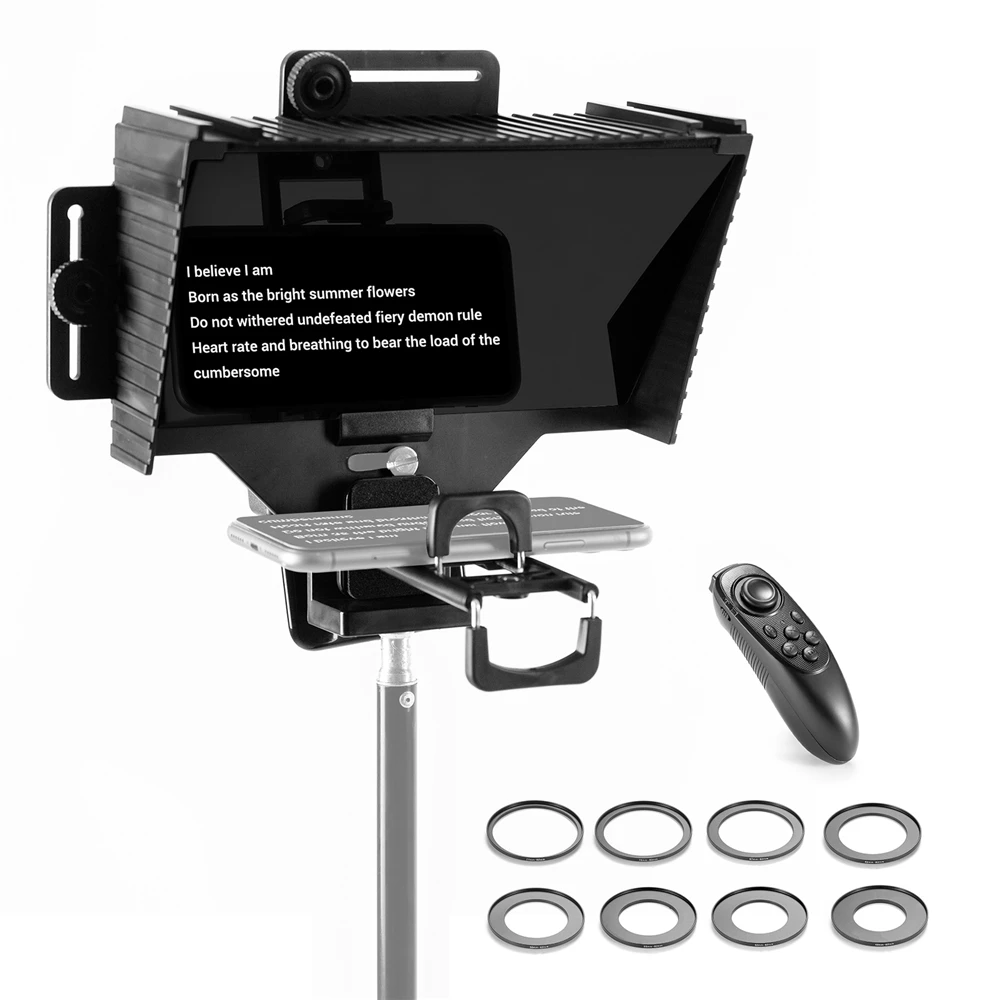 

Pronstoor Phone and DSLR Recording Mini Teleprompter Portable Inscriber Mobile Teleprompter Artifact Video With Remote Control