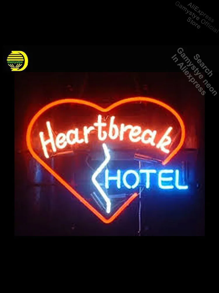 

Неоновые знаки для HEARTBREAK HOTEL неоновая лампа знак пивной бар ресторан магазин лампы дисплея ручной работы Стекло знаки пива освещенные неоно...