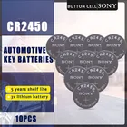10 шт.лот, оригинальный аккумулятор SONY CR2450 с кнопками, 3 в, литиевые батареи CR 2450 для часов, пульт дистанционного управления игрушкой, компьютерный калькулятор