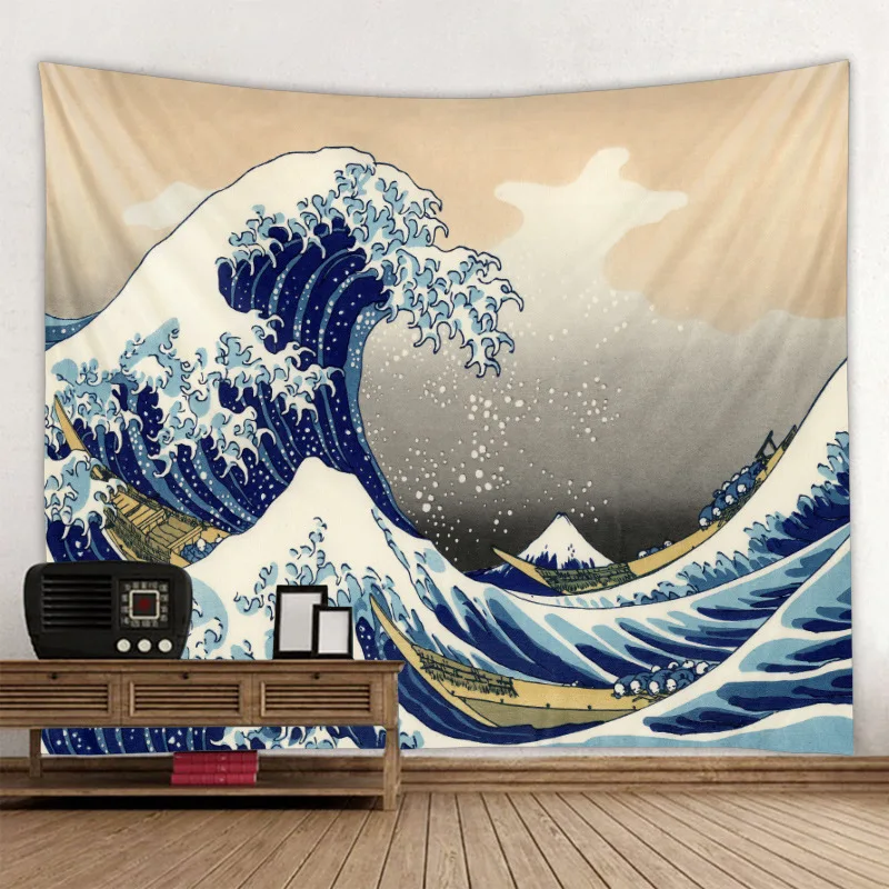 Большая волна Kanagawa Ukiyoe живопись гобелен настенный подвесной Коврик для йоги в